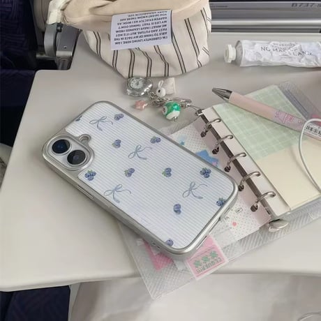 S75673 ブルーベリーリボンストライプ iPhoneケース