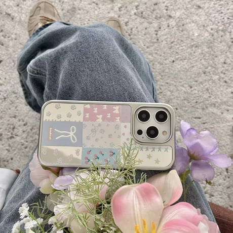 S74678 リボンパッチワーク iPhoneケース