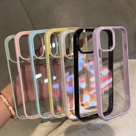 L62274 ふちどりカラーのクリアiPhoneケース