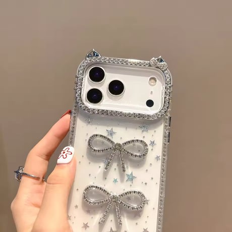 L62342 リボンスターグリッターiPhoneケース
