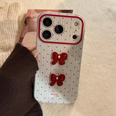 S75624 チェリーリボンドット iPhoneケース