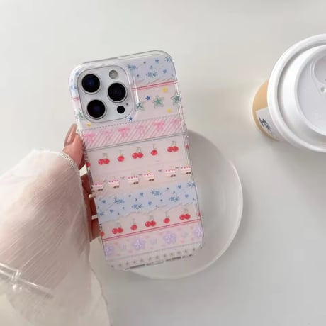 K22918 ストラップ付きチェリーガーリークリア iPhoneケース