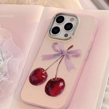 S74951 リボンチェリーのガーリーiPhoneケース