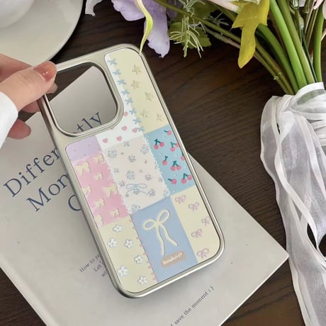 S74678 リボンパッチワーク iPhoneケース