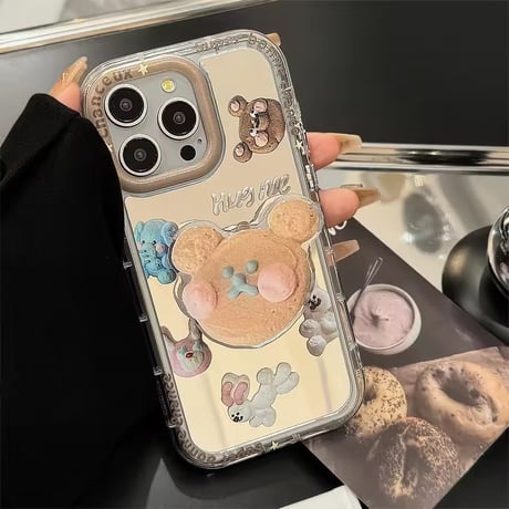 K23168 くまちゃんソケット＆ハンドストラップ付き iPhoneケース