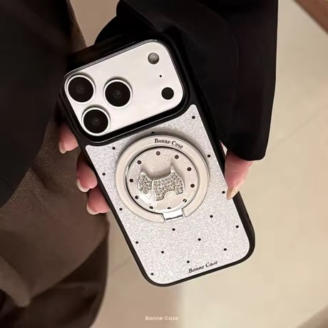 K23111 キラめきドットドッグ MagSafeグリップ付きiPhoneケース