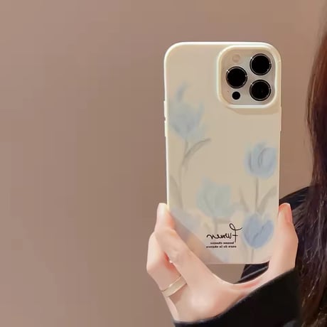 S75366 ブルーフラワー ナチュラルiPhoneケース