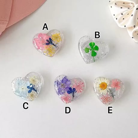 P0326 押し花ハートのグリップスタンド
