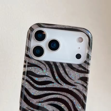 S75317 シルバーグリッター ゼブラiPhoneケース