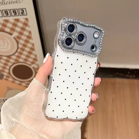 S75126 ドット×キラキラフレームのiPhoneケース