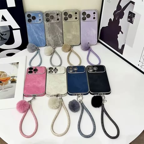 K23023 ファーストラップ付きデニム調iPhoneケース