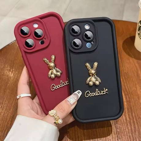 S74362 ゴールドラビットチャーム iPhoneケース