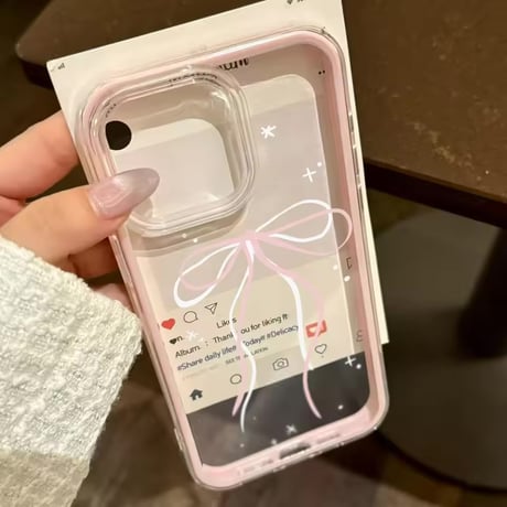 L62420 ロマンティックリボンクリアiPhoneケース