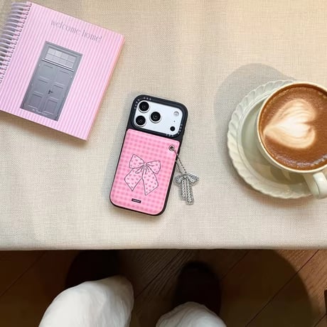 K23017 リボンチェックミラーiPhoneケース