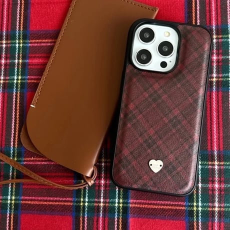 S74385 レッドチェックハート iPhoneケース