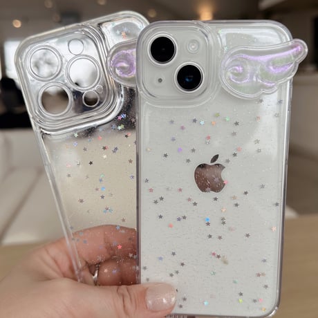 天使の羽 エンジェル 推し活にも クリア ラメ iphoneケース L66148