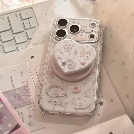 K23185 ねこちゃんハートMagSafeソケット付き iPhoneケース