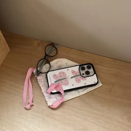 S74706 ピンクバタフライiPhoneケース