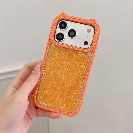 S75964 キラキラキャットフレームiPhoneケース