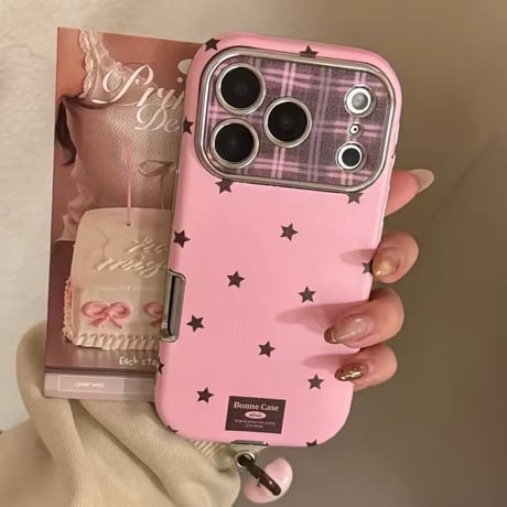 S75295 チェック×スター チャーム付きiPhoneケース