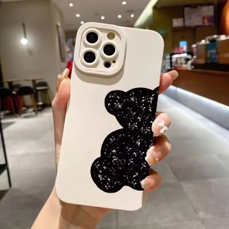 【即納商品】S74550 ブラックグリッターくまiPhoneケース
