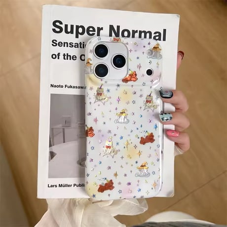 S75076 ほっこりアニマル×フラワー iPhoneケース
