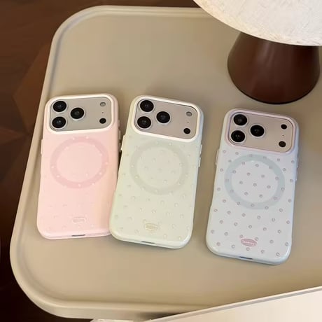K23163 ギンガムドット MagSafeグリップ付きiPhoneケース