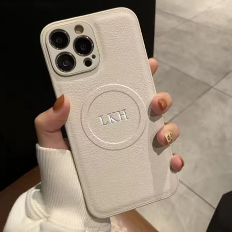 名入れオリジナルケース S74545 イニシャルエンボスレザー風iPhoneケース