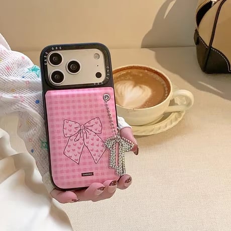 K23017 リボンチェックミラーiPhoneケース