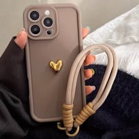 K22929 ゴールドハート ストラップ付き iPhoneケース