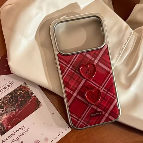 S75330 ハートボタンチェック iPhoneケース