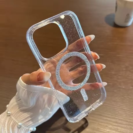 L62432 グリッターMagSafeクリアiPhoneケース