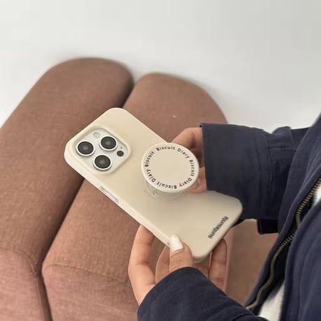 K22742 くすみカラーのマットスタンドiPhoneケース
