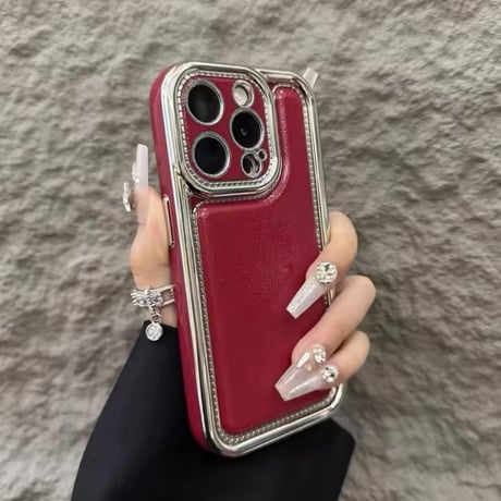 S74153 レザールック メタルフレーム iPhoneケース