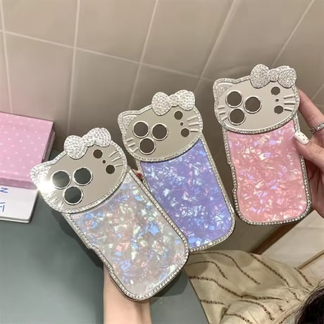 S75597 キラキラキャットフェイスiPhoneケース
