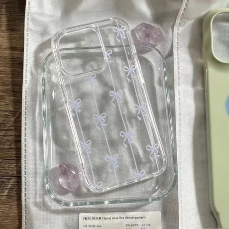 L62453 ラベンダーリボン クリアiPhoneケース