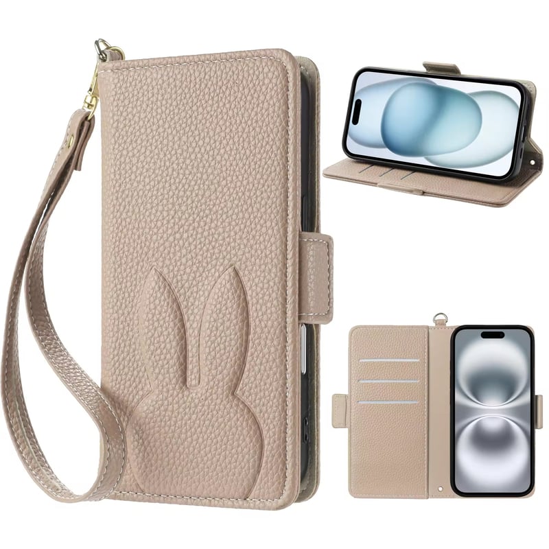 YUKI sleep iPhone5ケース K22865 うさみみフェイスの手帳型iPhoneケース | nanomita
