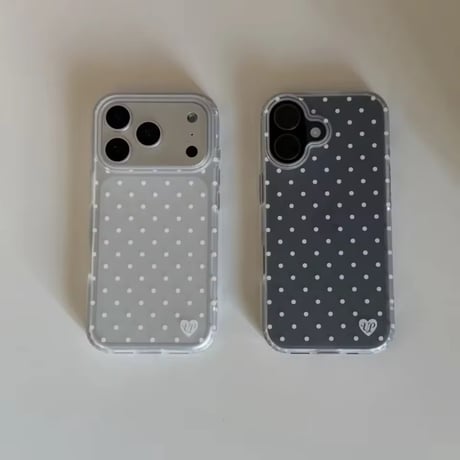 L62460 ホワイトドットクリアiPhoneケース
