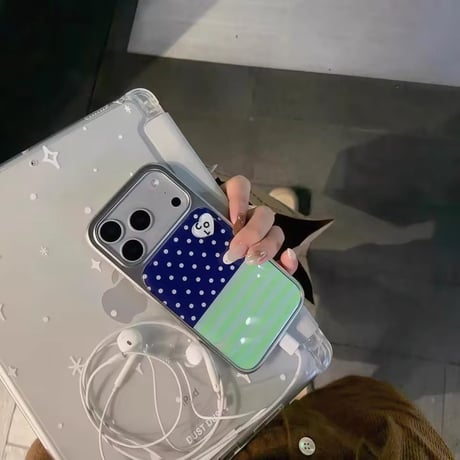 S75308 ドット×ボーダー ハートワンポイントiPhoneケース