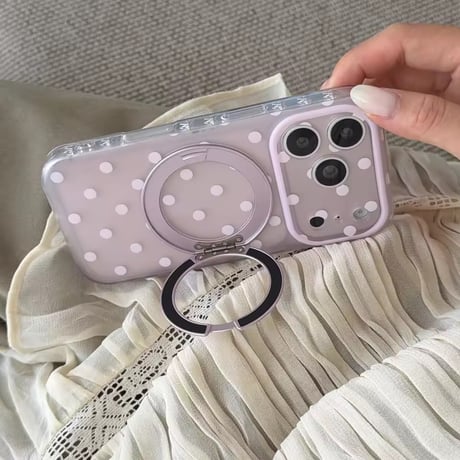 K23191 ドットリングスタンド付きクリアiPhoneケース