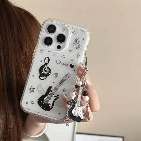 S74975 ギターストラップ付きロックミュージック iPhoneケース