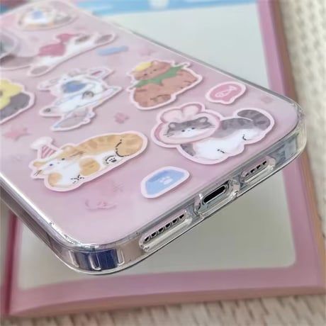 S75413 ゆるふわアニマルステッカーiPhoneケース
