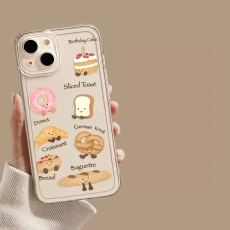 S75373 ゆるかわフード総柄iPhoneケース