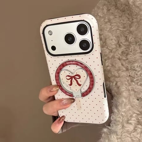 K23155 ドットリボンハートリングiPhoneケース