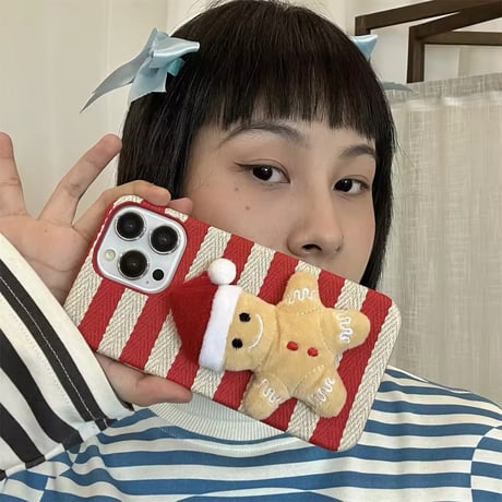 S74289 ふわふわジンジャーマンクリスマス iPhoneケース
