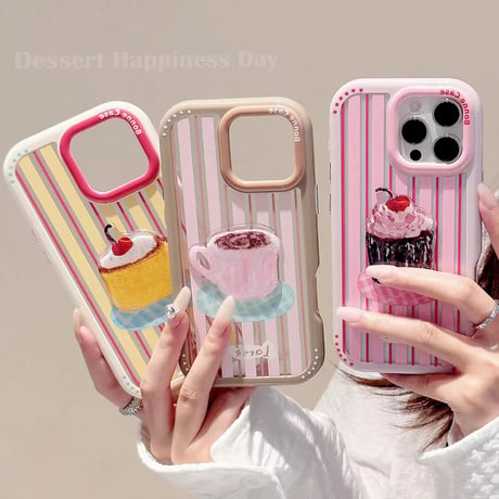 S74783 スイーツデザインのストライプiPhoneケース