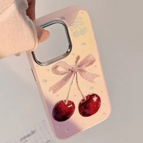 S74951 リボンチェリーのガーリーiPhoneケース