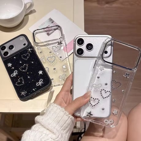 S75492 ハートビジューiPhoneケース