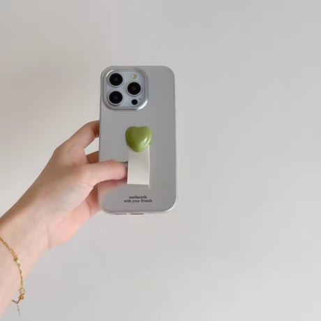 K22864 ぷっくりハートのメタリックiPhoneケース