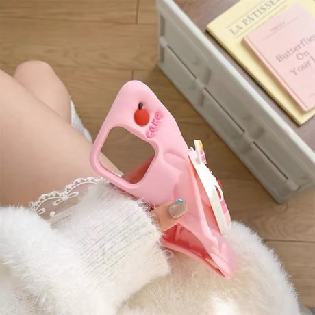 S74493 ピンクケーキのラブリーiPhoneケース
